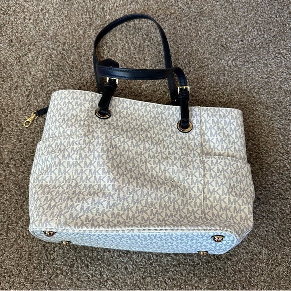 Michael Kors White and Blue Monogram Tote - Picture 3 of 7